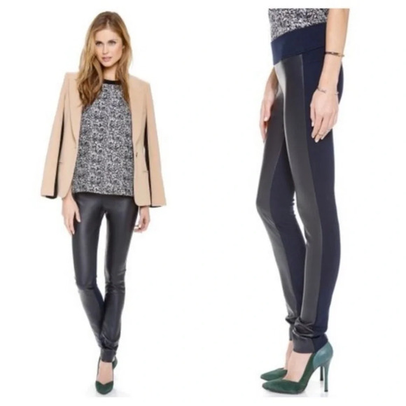 Club Monaco Tasha Faux Leather Front Legging in Navy size 00 - Picture 1 of 7